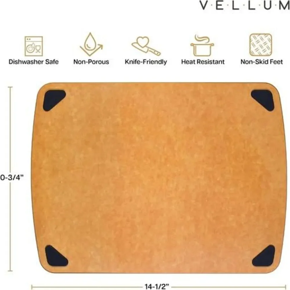 Vellum Wood Fiber Cutting Board with Non-Slip Silicone Feet; Dishwasher Safe Cut